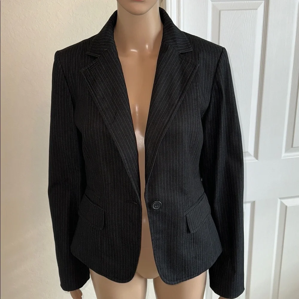 LOFT Charcoal Pinstripe Blazer Size 8 - Picture 4 of 16